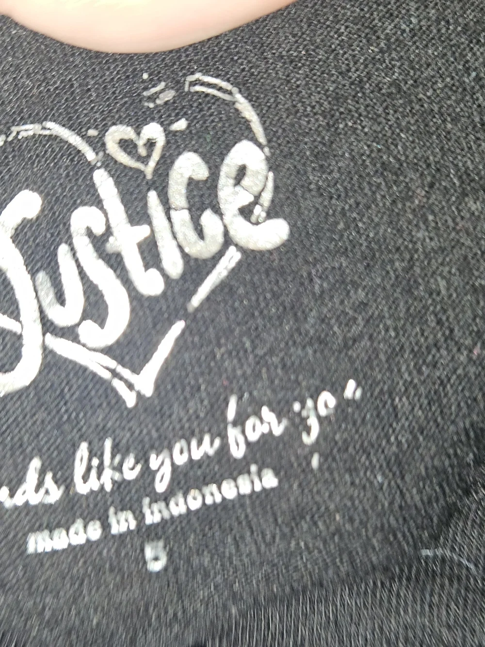 Justice Black Sequin Sleeve Heart Raglan Top - Blue Green White Size 5 Girls